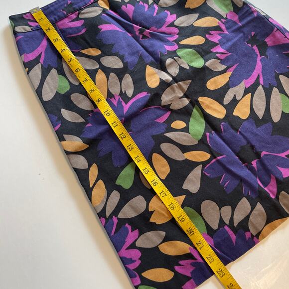 Boden Floral A-Line Midi Skirt Womens Size 8 8R Black Multicolor Bold Career - Picture 11 of 11